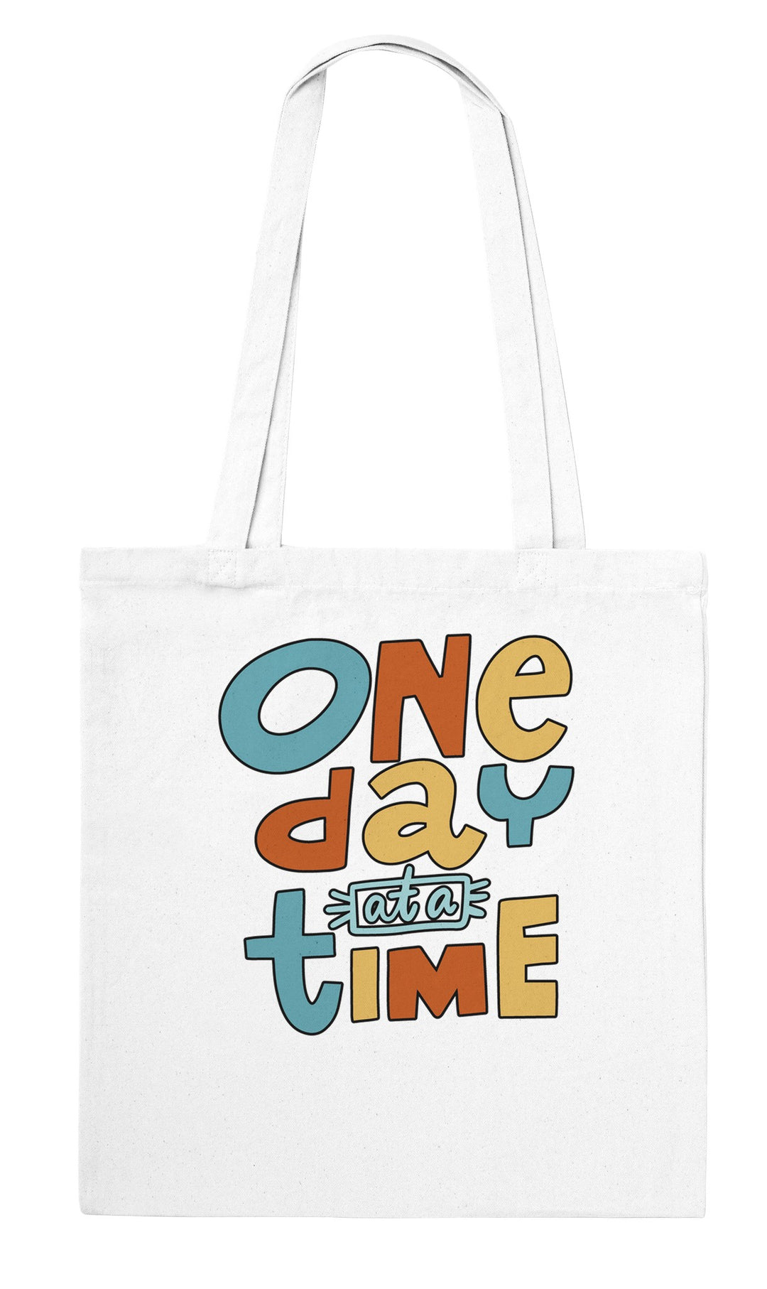One Day at a Time feel-good tote bag in white, Zen Koala Australia