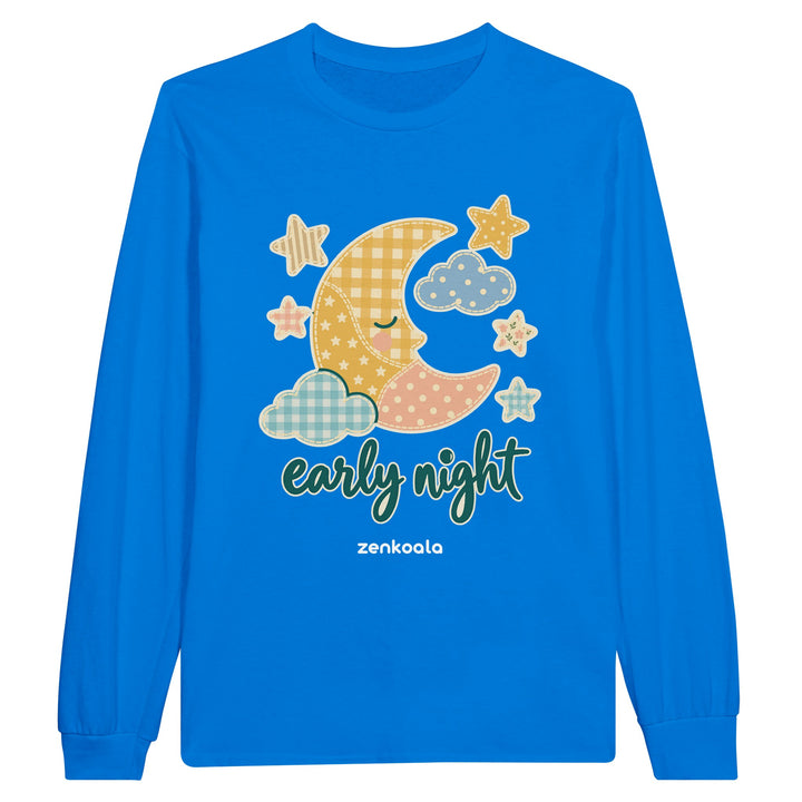 Early Night Moon feel-good long sleeve tee in royal, Zen Koala Australia