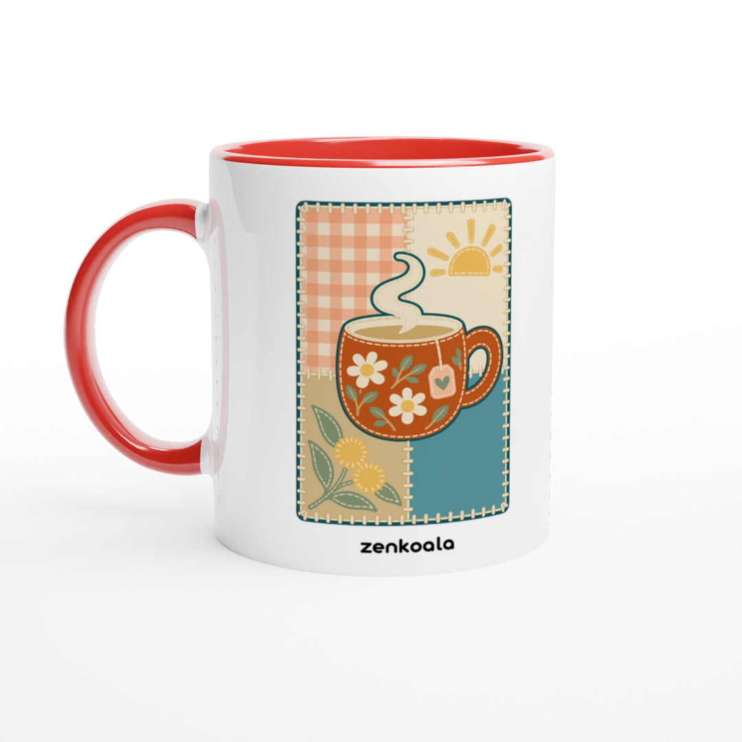 Cuppa Quilt feel-good mug: a cuppa on a quilt block, Zen Koala Australia