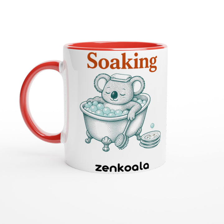 Soaking Koala Bath feel-good mug: a koala soaking in a bubble bath, Zen Koala Australia