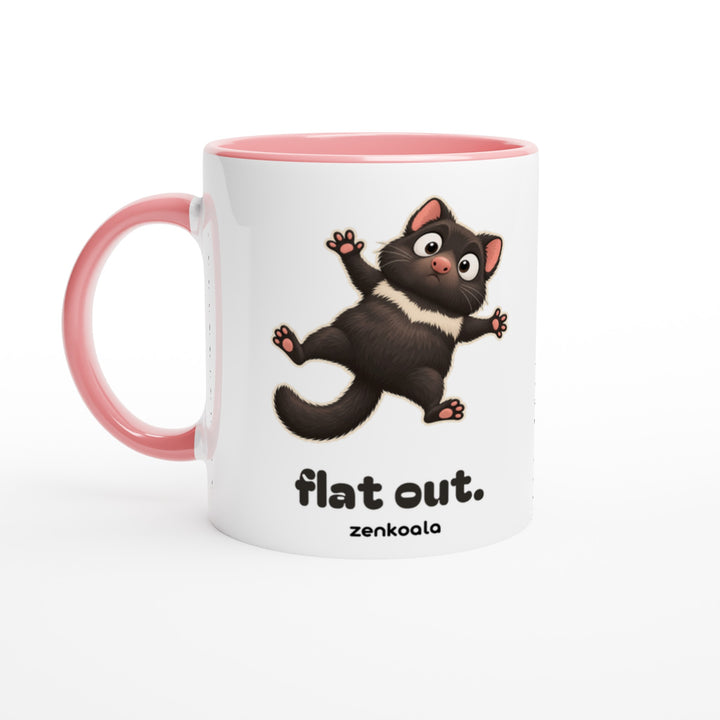Flat Out mug in pink: white with a pink rim, inside and handle, Zen Koala Australia