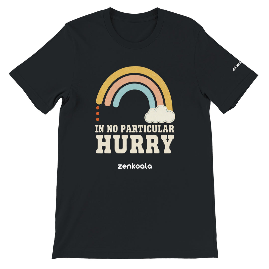 In No Particular Hurry feel-good tee in black — Zen Koala Australia