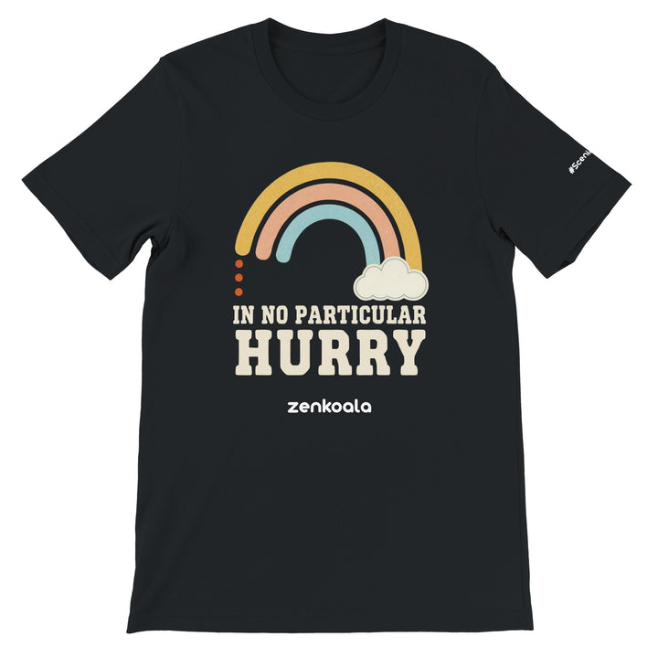 In No Particular Hurry feel-good tee in black — Zen Koala Australia