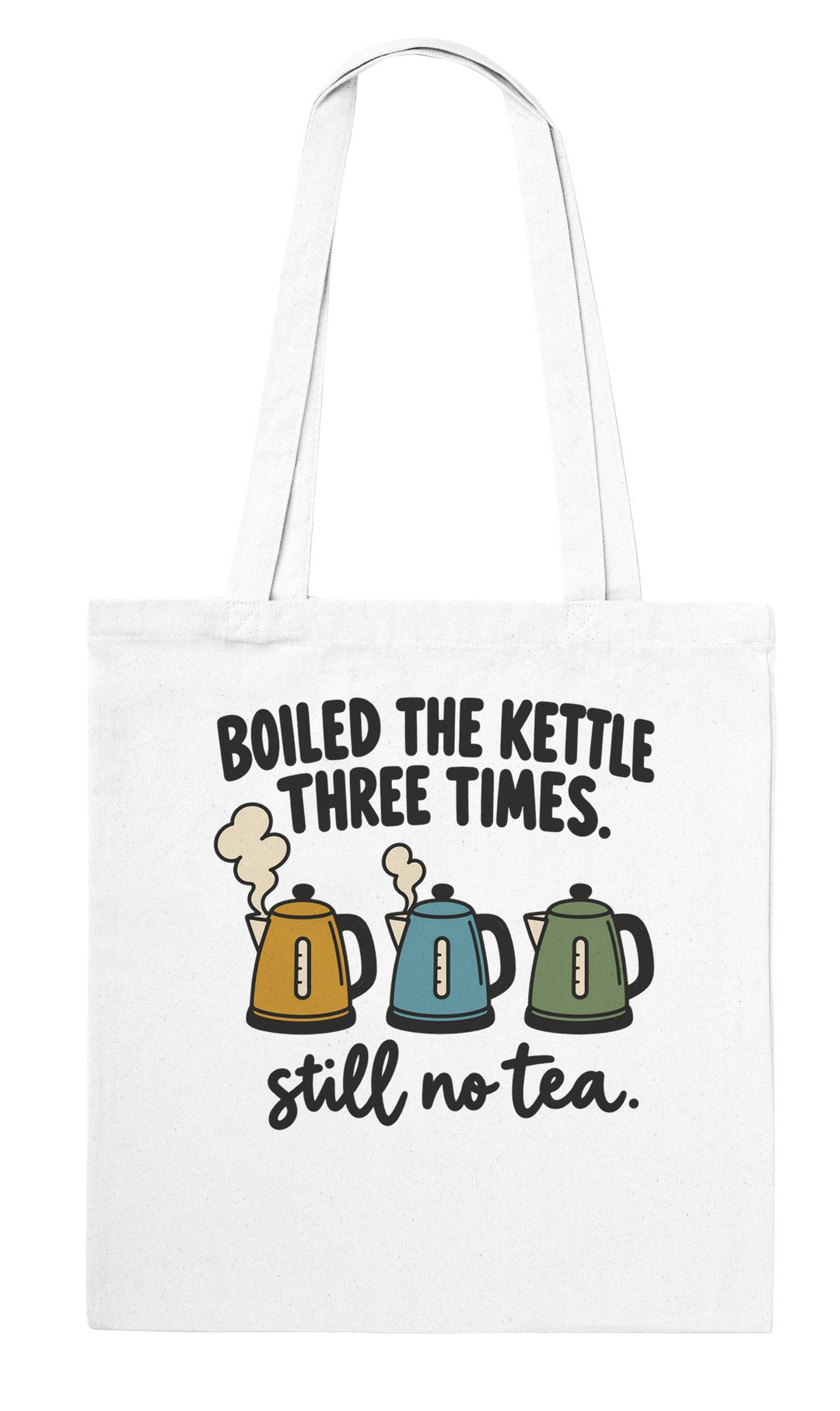 Boiled the Kettle Three Times feel-good tote bag in white, Zen Koala Australia
