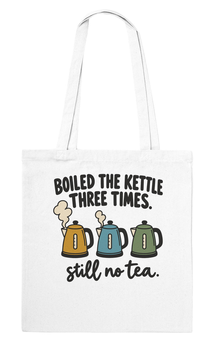 Boiled the Kettle Three Times feel-good tote bag in white, Zen Koala Australia