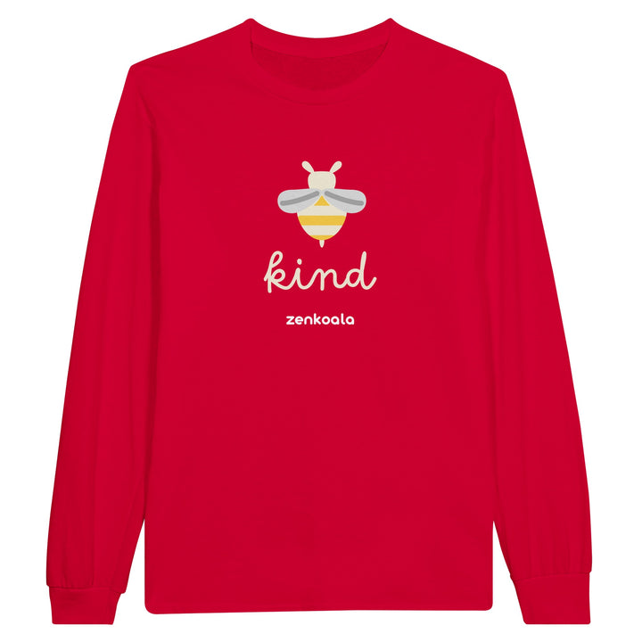 Bee Kind feel-good long sleeve tee in red, Zen Koala Australia