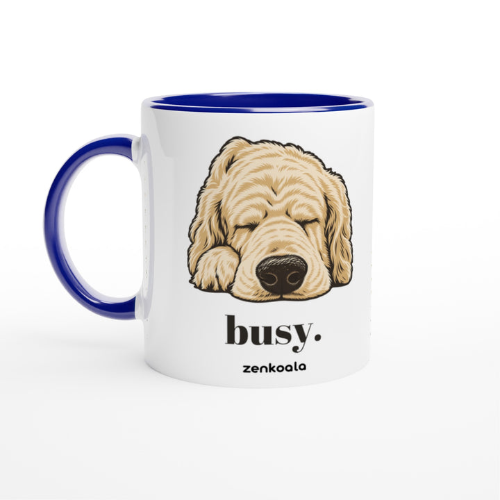 Busy mug in blue: white with a blue rim, inside and handle, Zen Koala Australia
