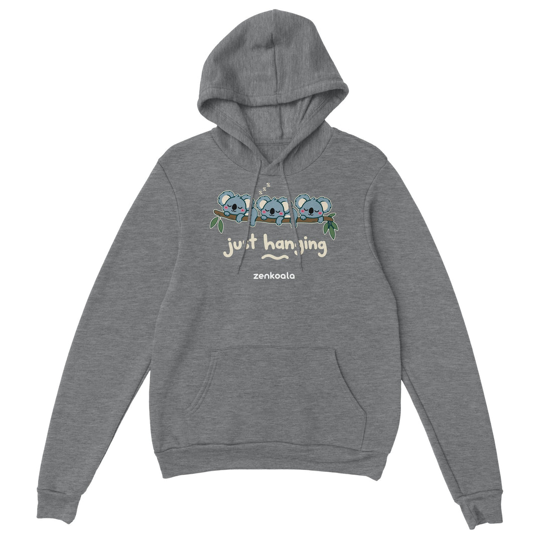 Just Hanging feel-good hoodie in sport grey, Zen Koala Australia