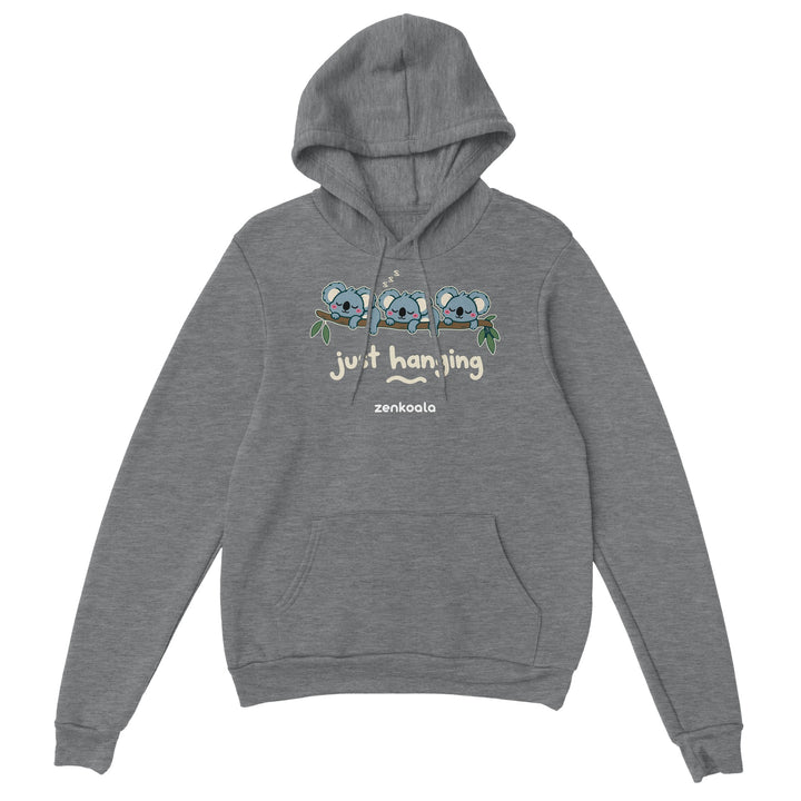 Just Hanging feel-good hoodie in sport grey, Zen Koala Australia