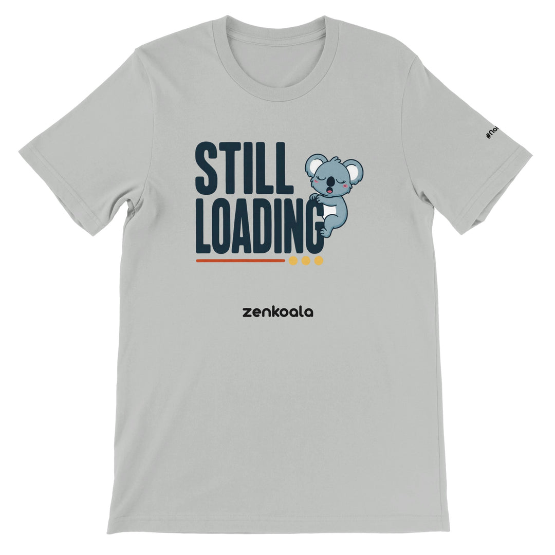 Still Loading Koala feel-good tee in silver — Zen Koala Australia