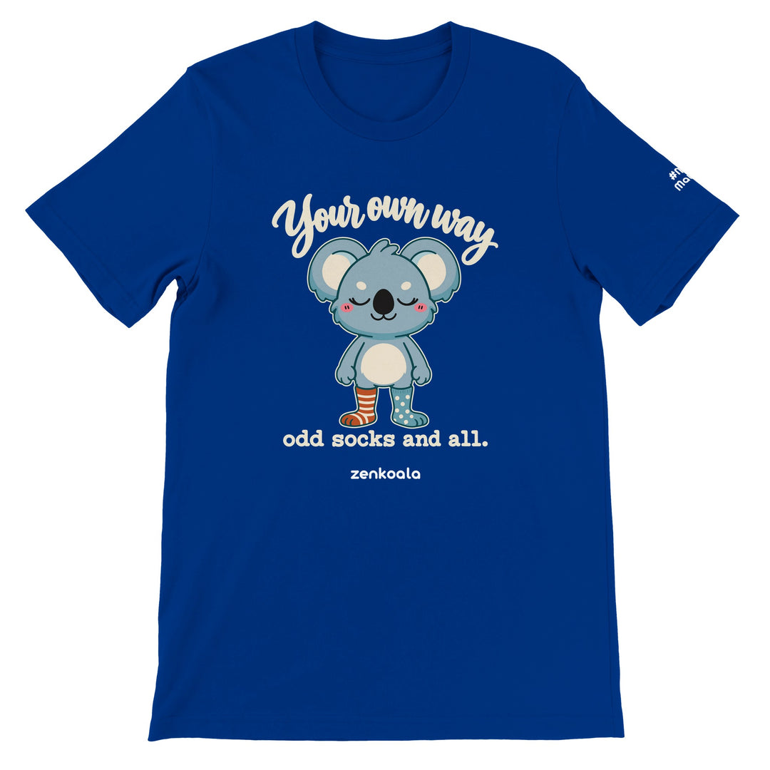 Your Own Way feel-good tee in true royal, Zen Koala Australia