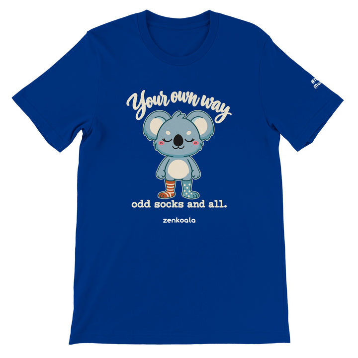 Your Own Way feel-good tee in true royal, Zen Koala Australia