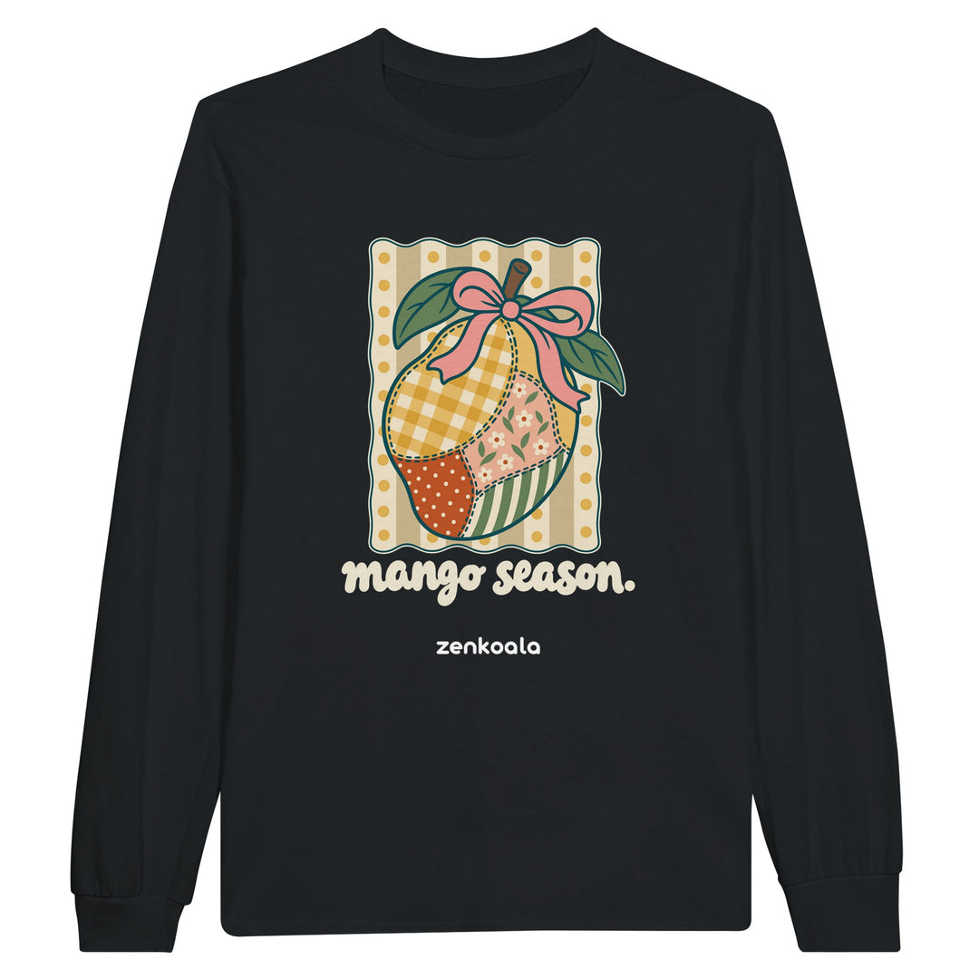 Mango Season feel-good long sleeve tee in black, Zen Koala Australia