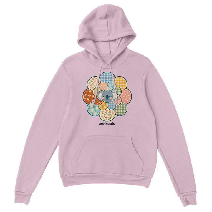 Zen Mandala Flower feel-good hoodie in light pink, Zen Koala Australia