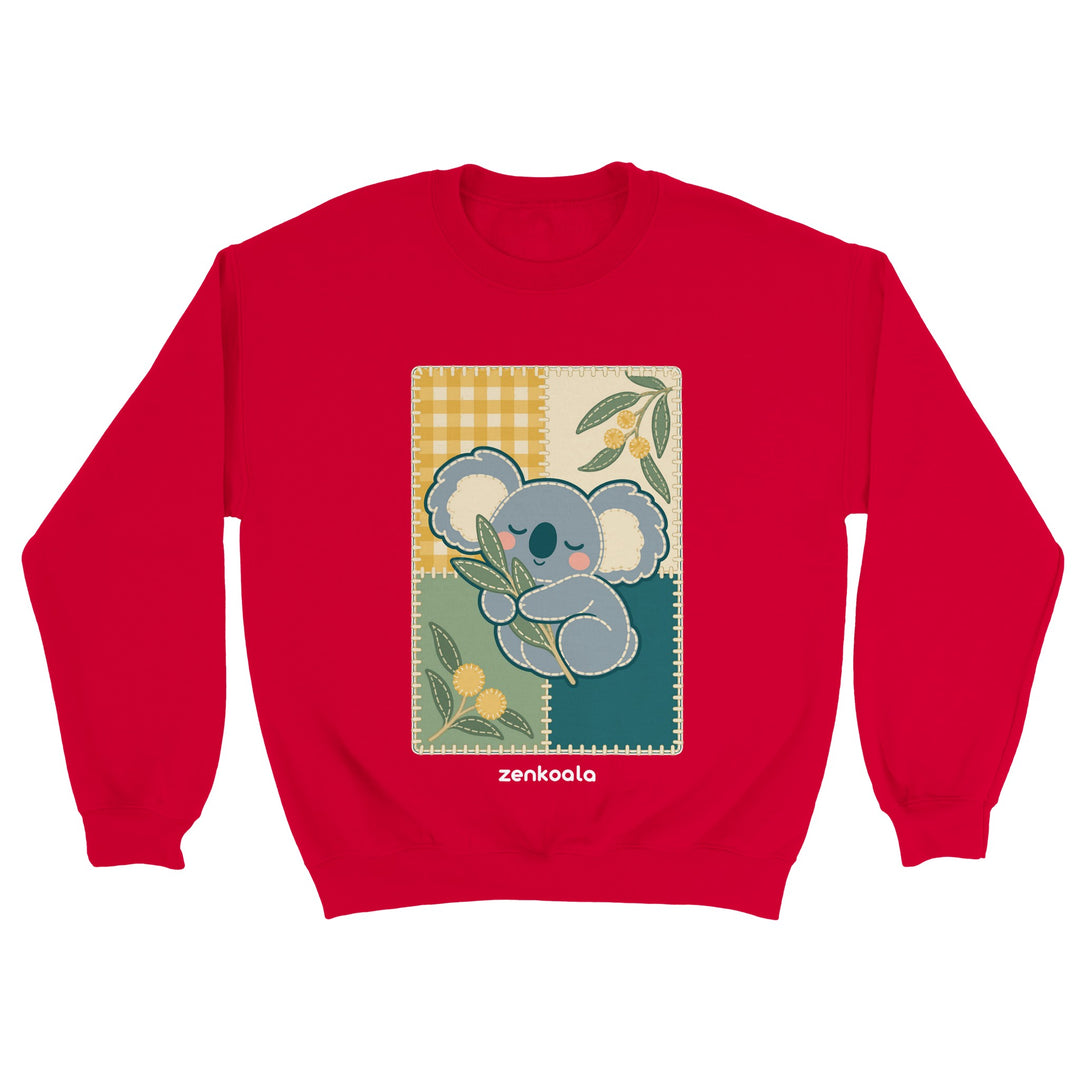 Koala Quilt feel-good sweatshirt in red, Zen Koala Australia