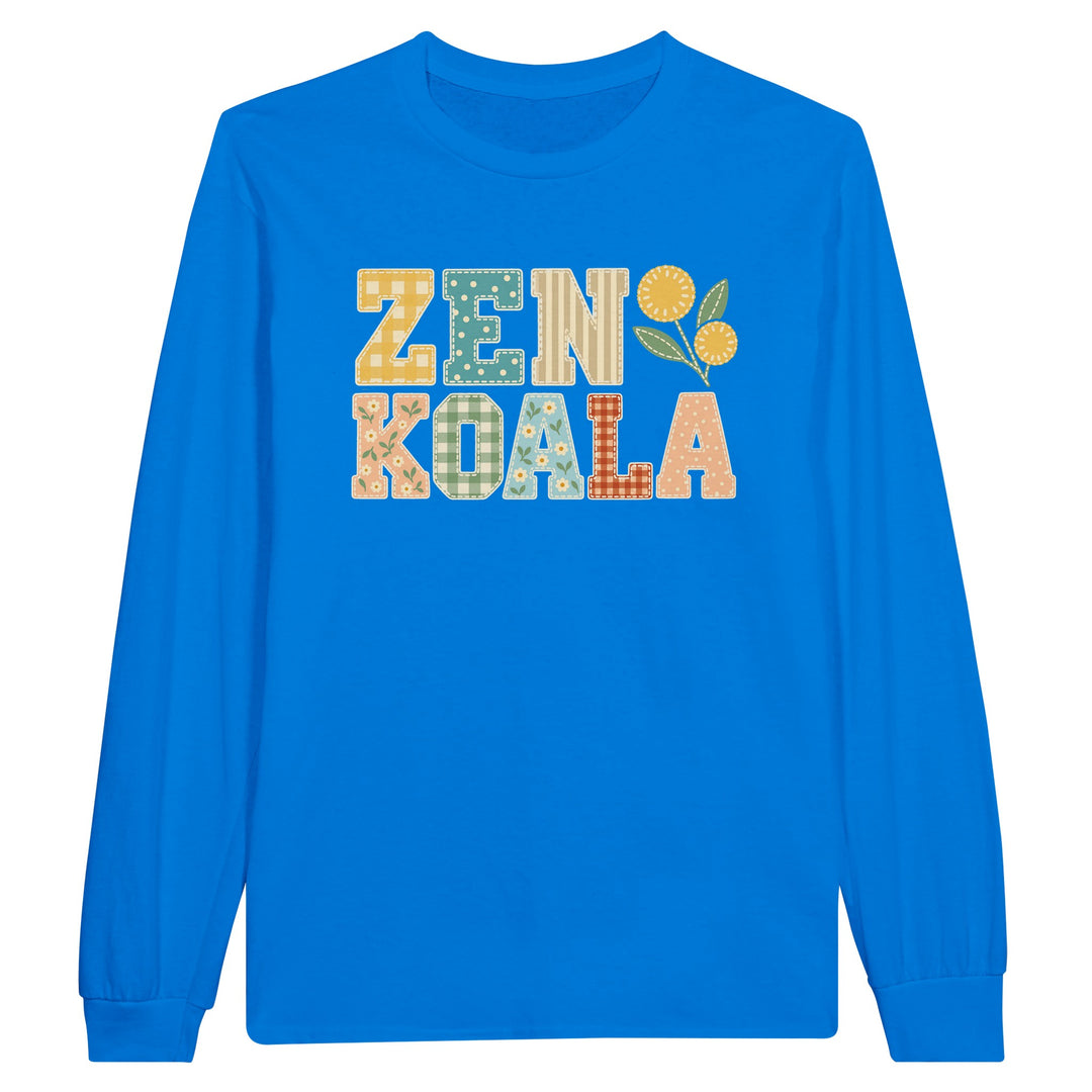 Zen Koala Faux Patchwork feel-good long sleeve tee in royal, Zen Koala Australia