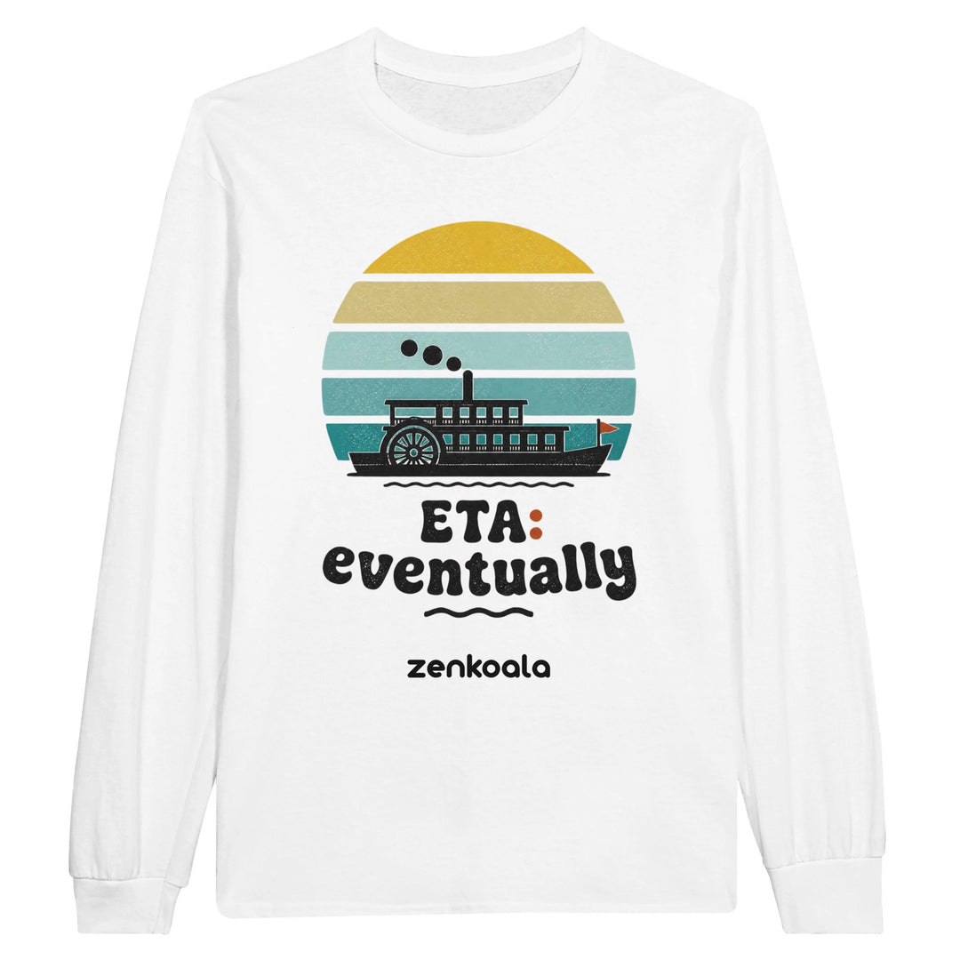 ETA Eventually long sleeve tee in white — Zen Koala Australia