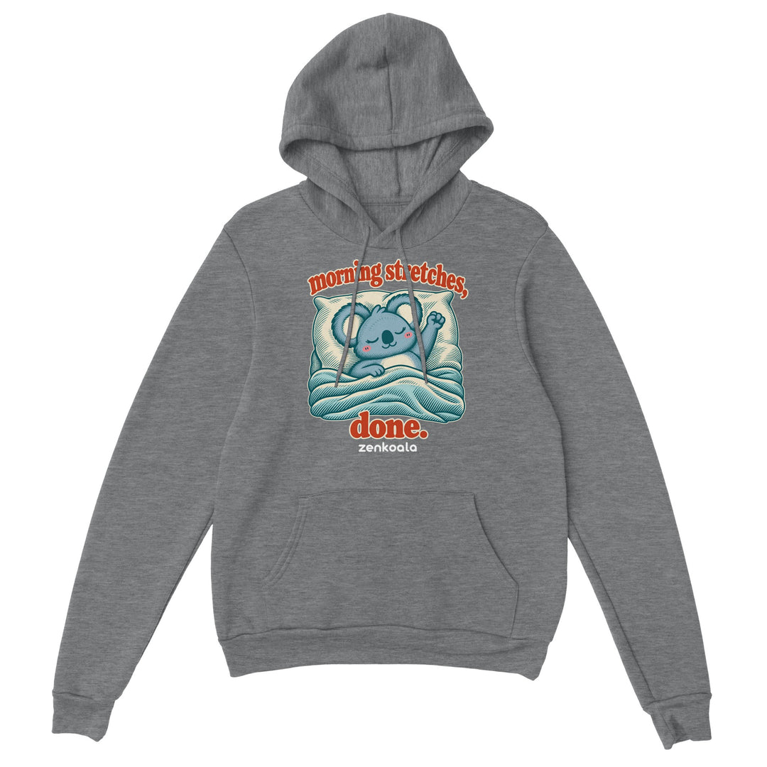 Morning Stretches Done feel-good hoodie in sport grey, Zen Koala Australia