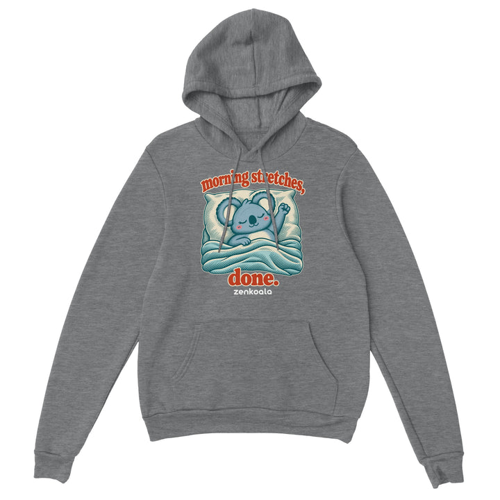 Morning Stretches Done feel-good hoodie in sport grey, Zen Koala Australia