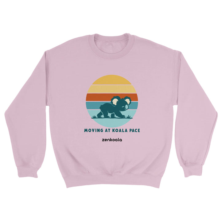 Moving at Koala Pace feel-good sweatshirt in light pink, Zen Koala Australia