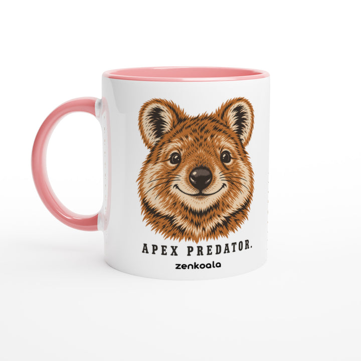 Apex Predator mug in pink: white with a pink rim, inside and handle, Zen Koala Australia
