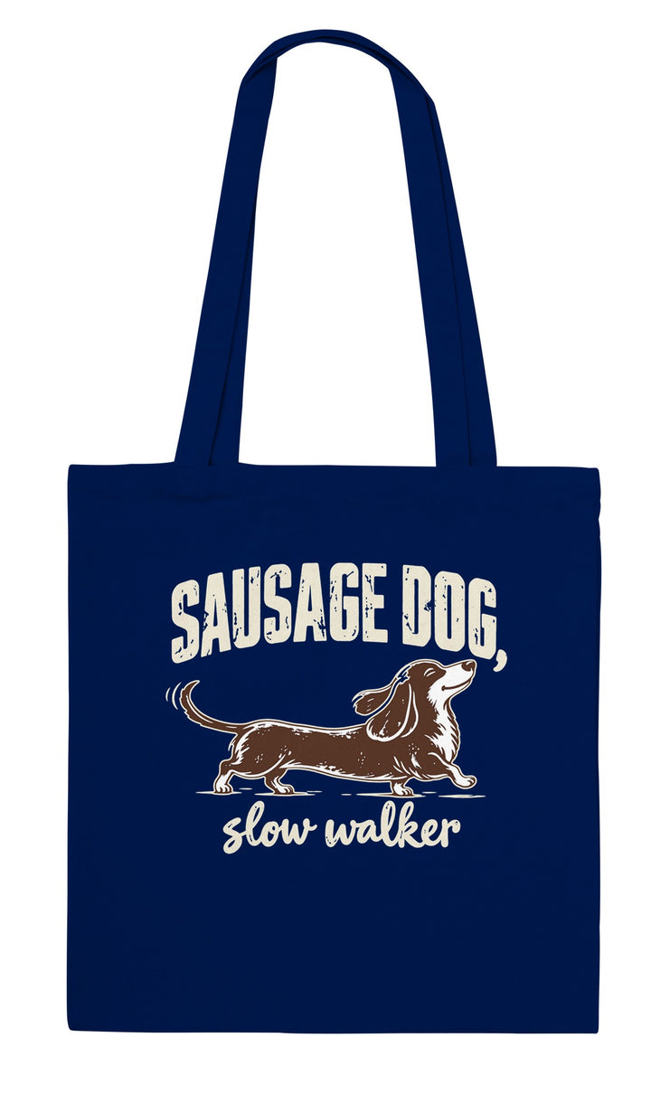 Sausage Dog Slow Walker feel-good tote bag in navy, Zen Koala Australia