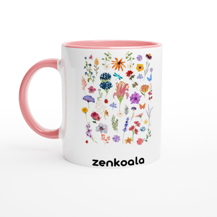 Stay Wild mug in pink: white with a pink rim, inside and handle, Zen Koala Australia