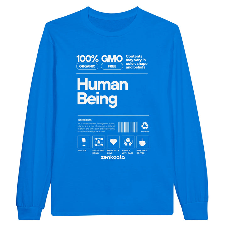 Human Being feel-good long sleeve tee in royal, Zen Koala Australia