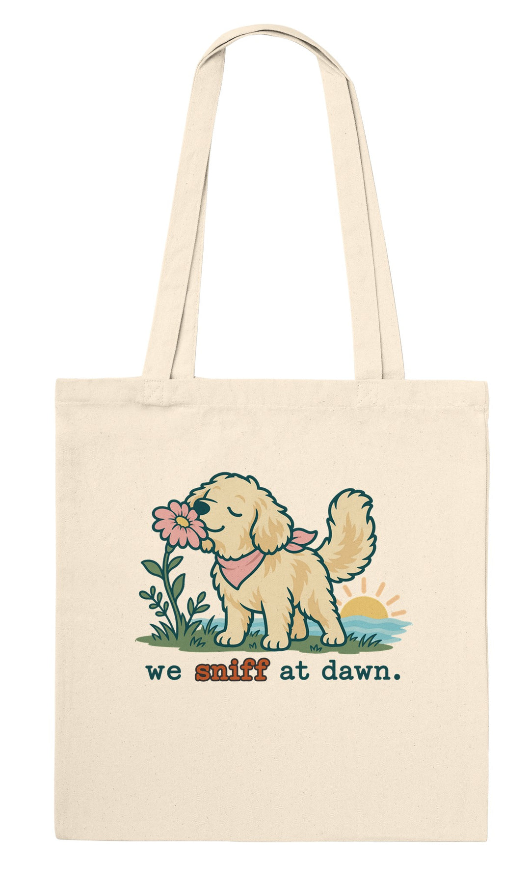 We Sniff at Dawn feel-good tote bag in natural, Zen Koala Australia