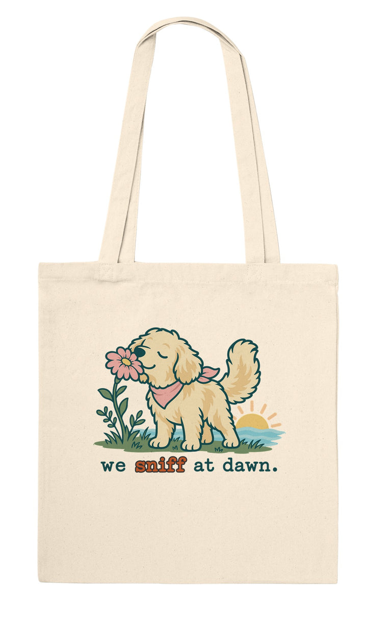 We Sniff at Dawn feel-good tote bag in natural, Zen Koala Australia