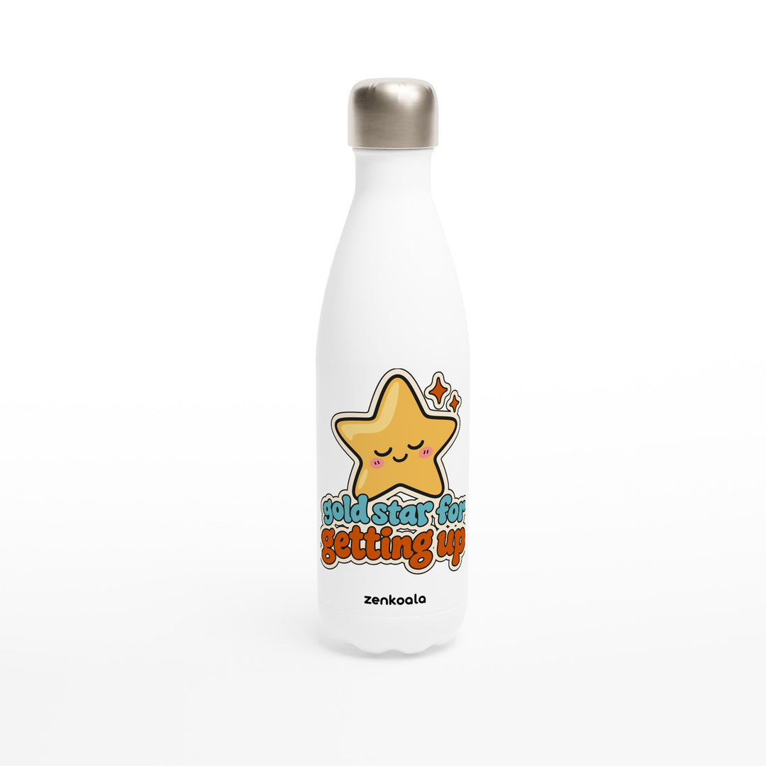 Gold Star for Getting Up feel-good water bottle: a sleepy gold star sticker, Zen Koala Australia