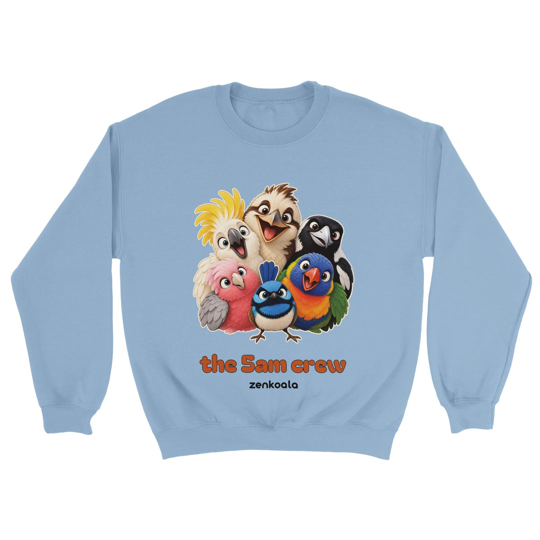 The 5am Crew feel-good sweatshirt in light blue, Zen Koala Australia
