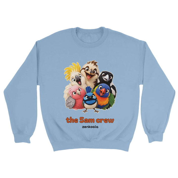 The 5am Crew feel-good sweatshirt in light blue, Zen Koala Australia