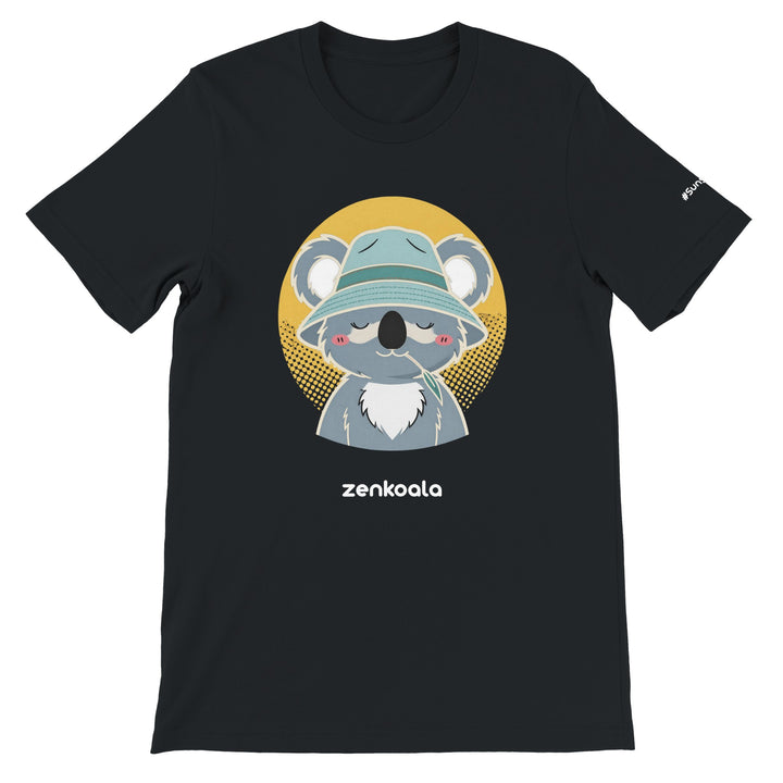 Koala Zinc and Bucket Hat feel-good tee in black — Zen Koala Australia