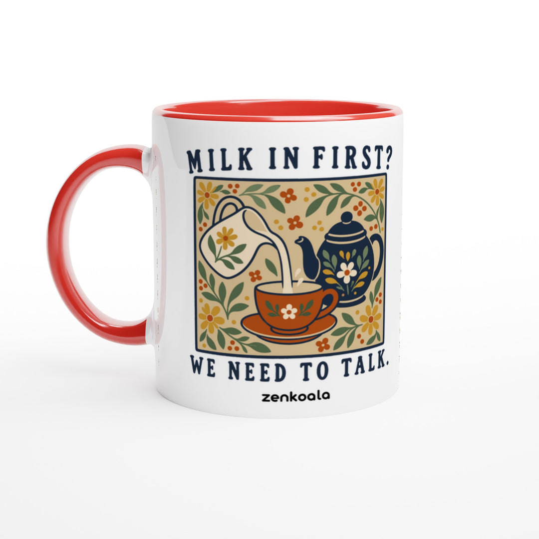 Milk in First feel-good mug: a folk-art milk jug, teapot and teacup, Zen Koala Australia