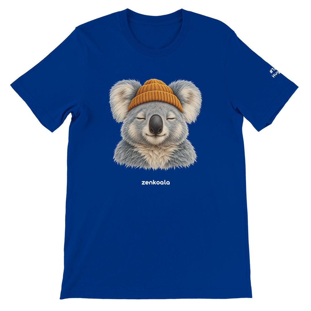 Koala Beanie feel-good tee in true royal, Zen Koala Australia