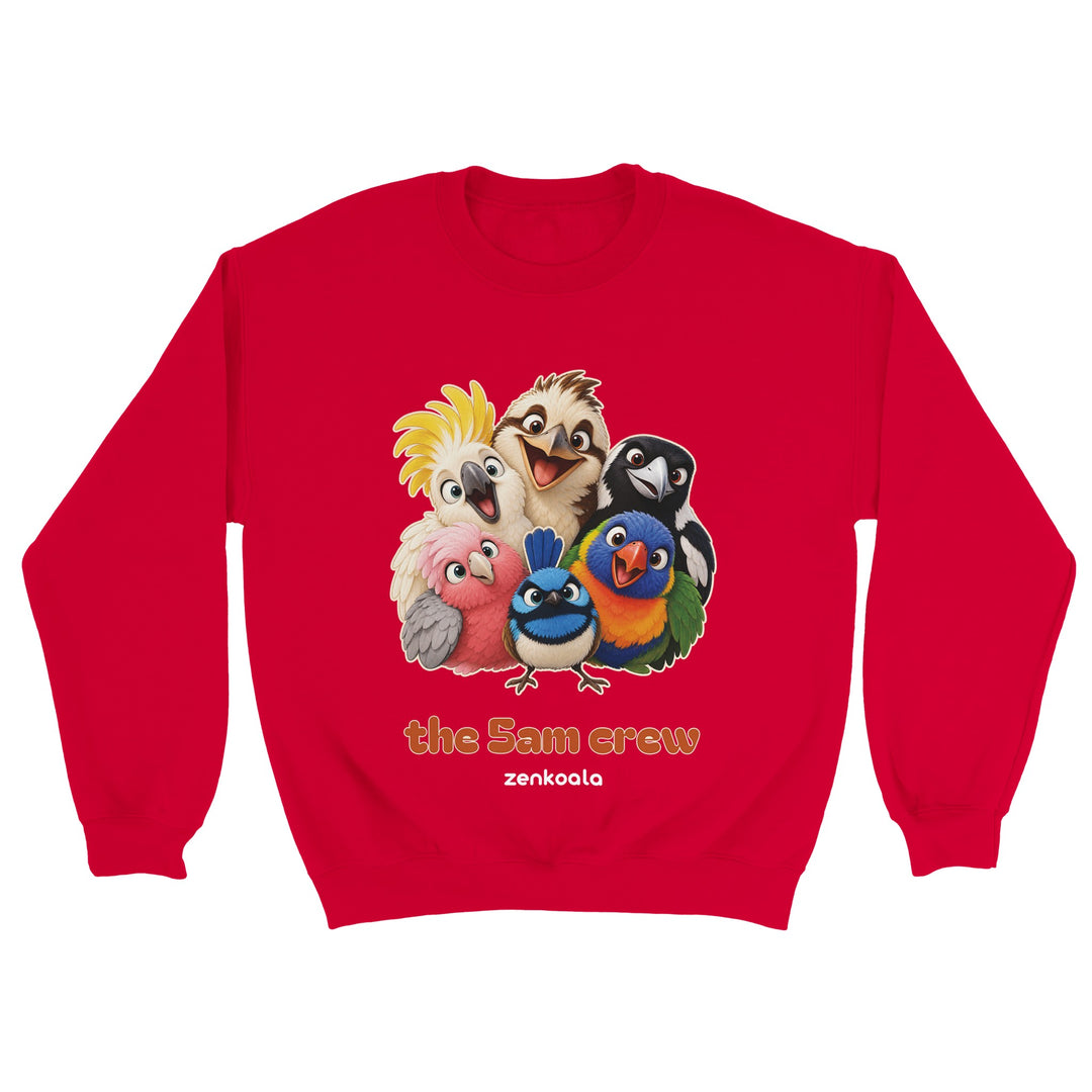 The 5am Crew feel-good sweatshirt in red, Zen Koala Australia
