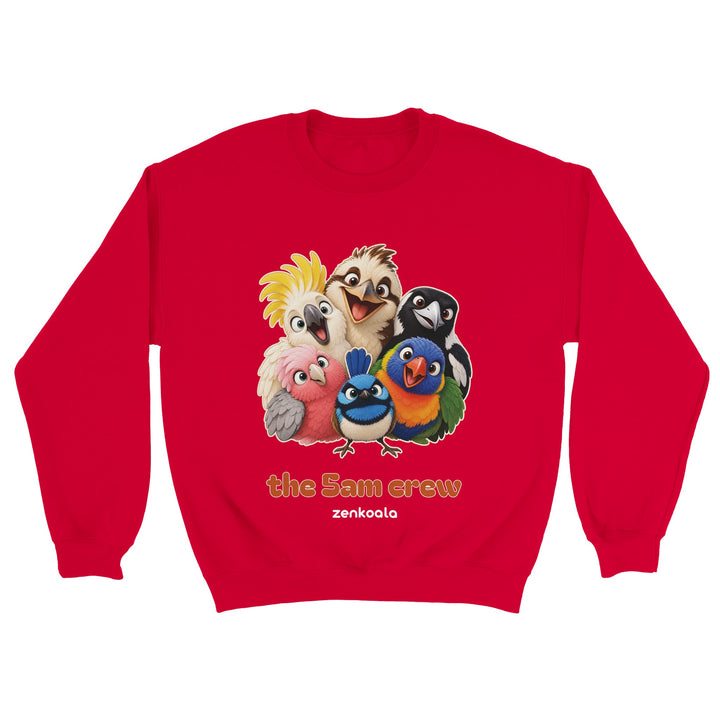 The 5am Crew feel-good sweatshirt in red, Zen Koala Australia