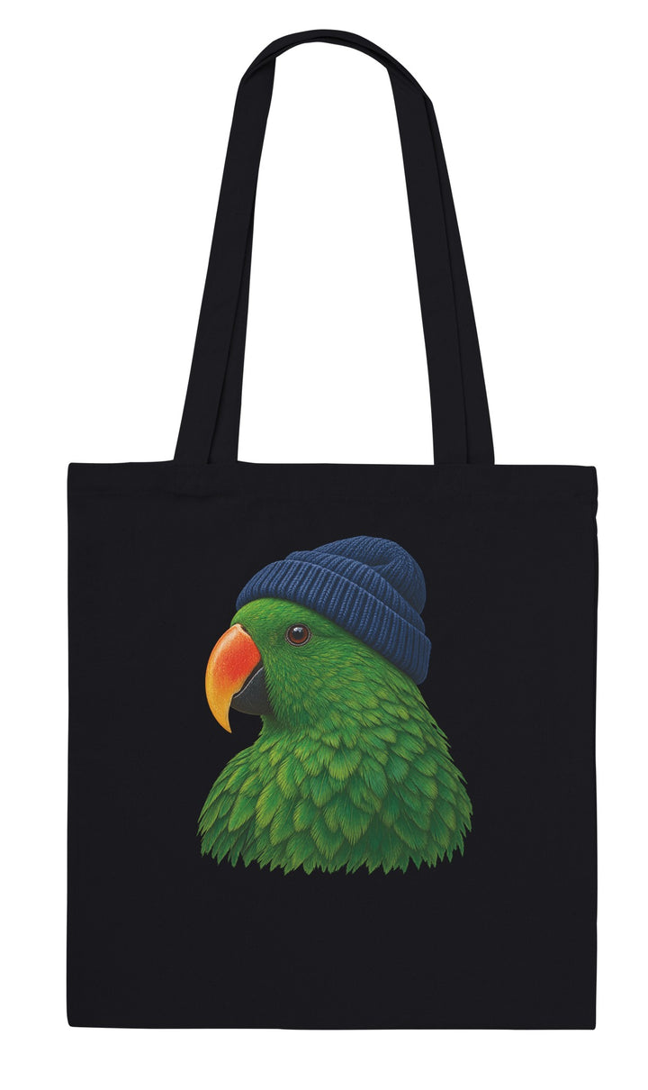 Parrot Beanie feel-good tote bag in black, Zen Koala Australia