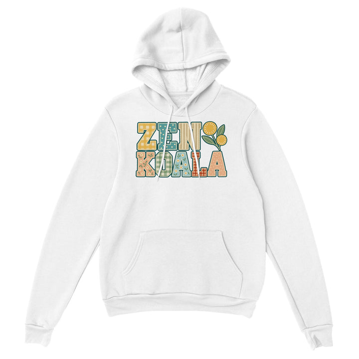 Zen Koala Faux Patchwork feel-good hoodie in white, Zen Koala Australia