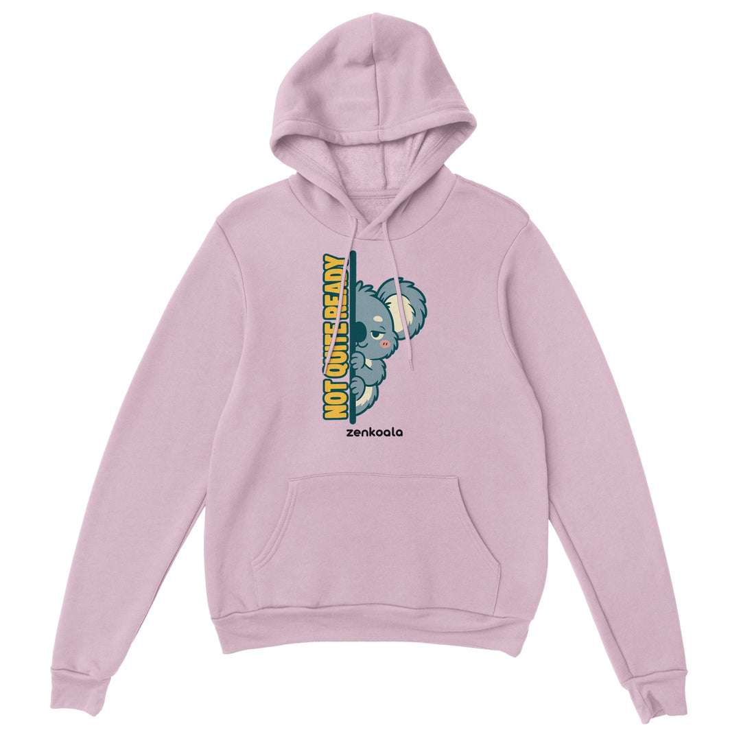Not Quite Ready feel-good hoodie in light pink, Zen Koala Australia