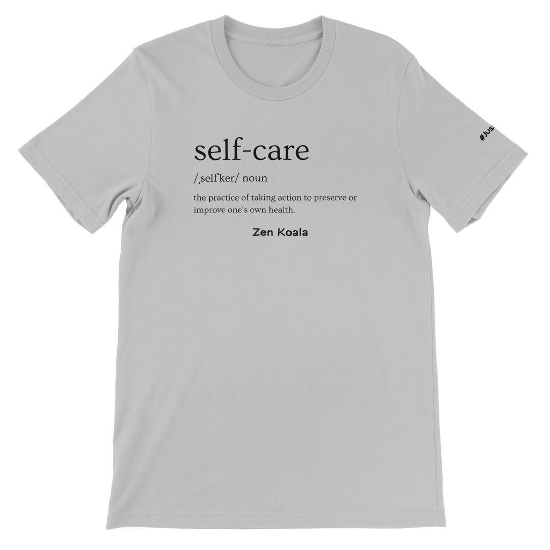 Self Care feel-good t-shirt in silver — Zen Koala Australia