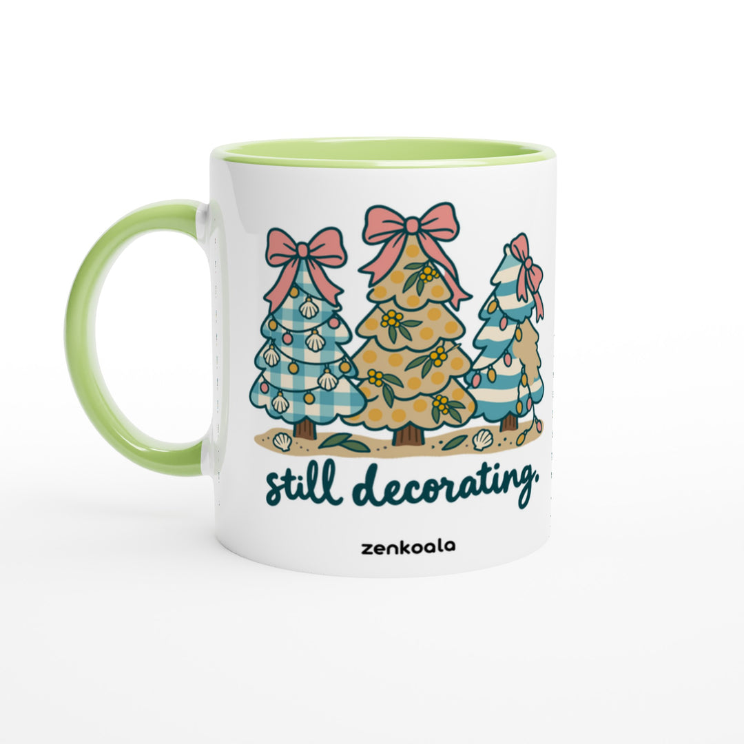 Still Decorating mug in green: white with a green rim, inside and handle, Zen Koala Australia