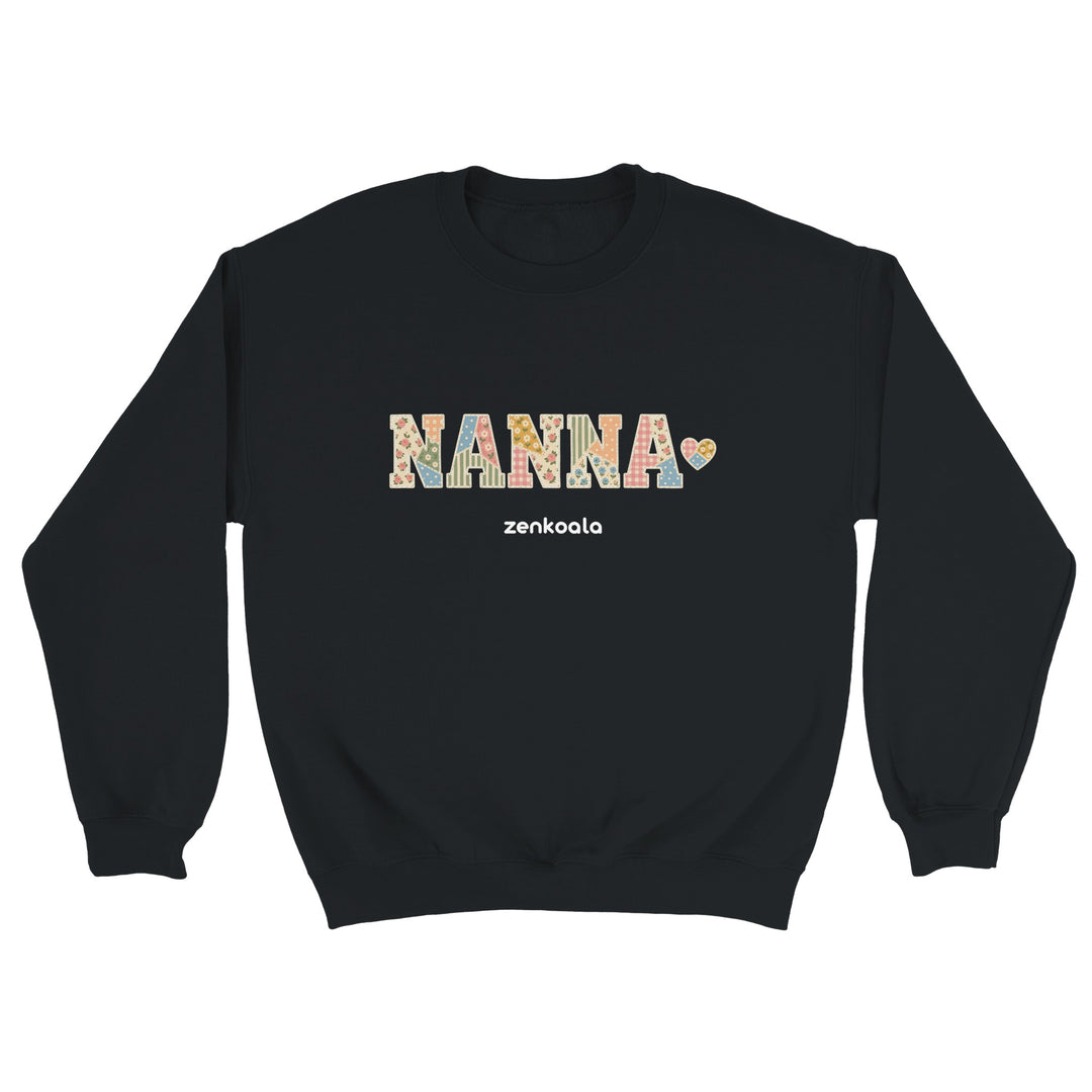Nanna Faux Patchwork feel-good sweatshirt in black, Zen Koala Australia