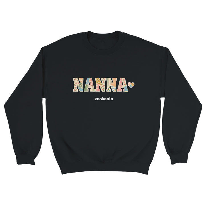 Nanna Faux Patchwork feel-good sweatshirt in black, Zen Koala Australia