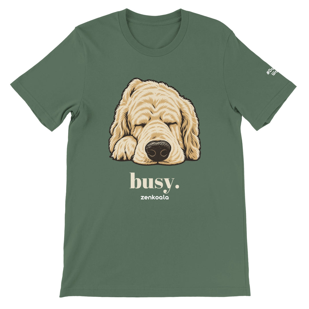 Busy feel-good tee in military green, Zen Koala Australia