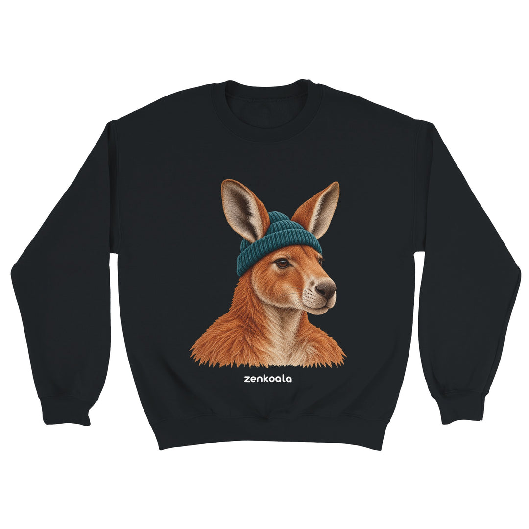 Kangaroo Beanie feel-good sweatshirt in black, Zen Koala Australia