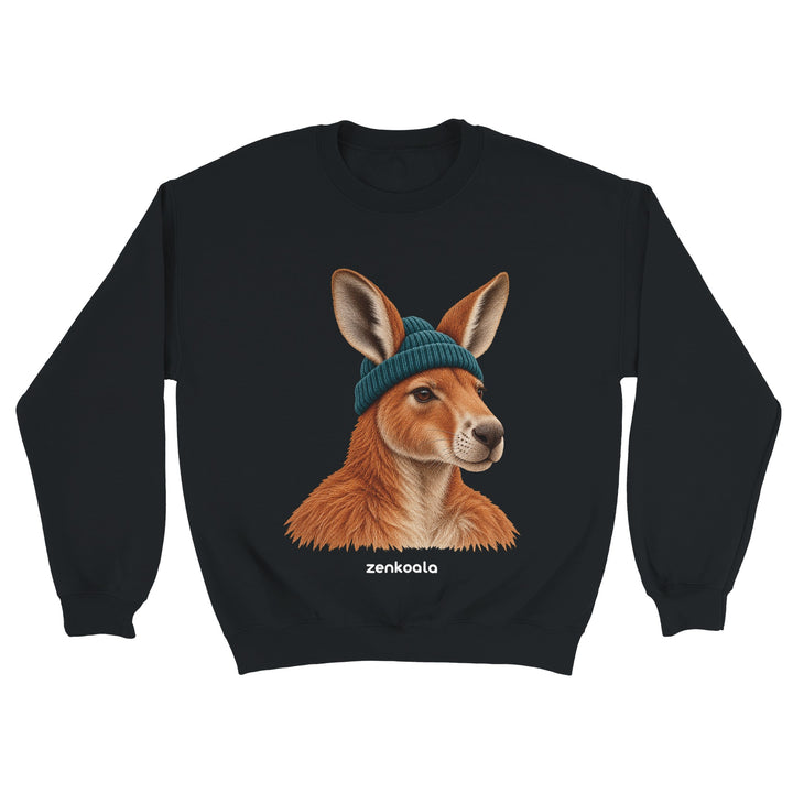 Kangaroo Beanie feel-good sweatshirt in black, Zen Koala Australia