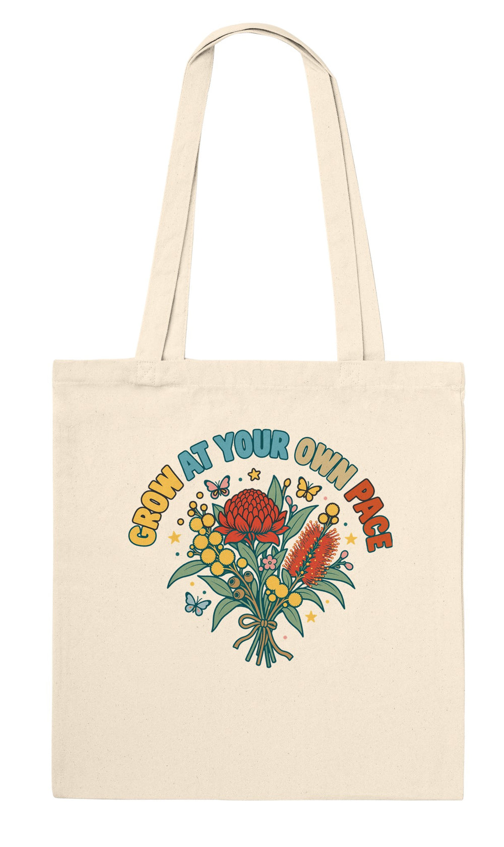Back of the Grow at Your Own Pace tote bag: zenkoala.com.au, Zen Koala Australia