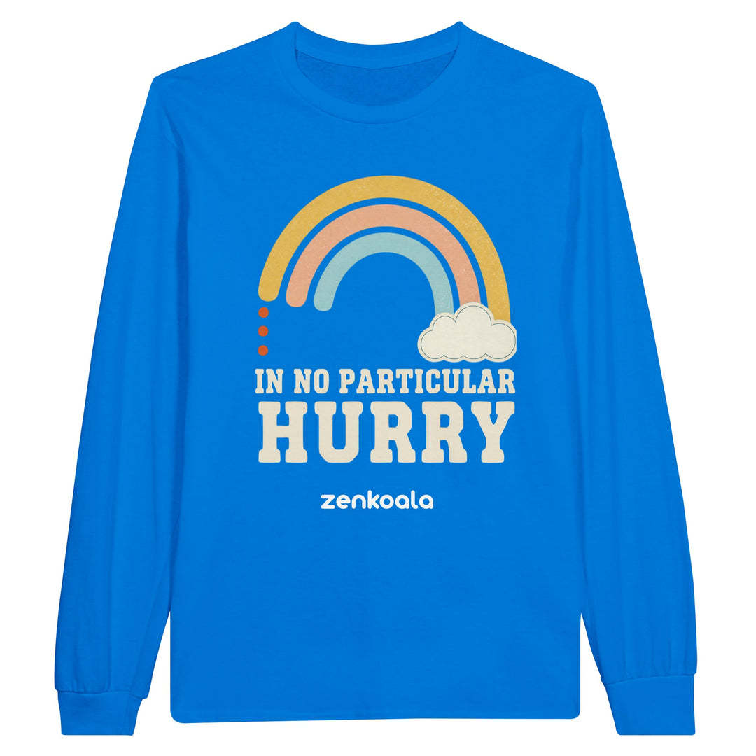 In No Particular Hurry long sleeve tee in royal — Zen Koala Australia